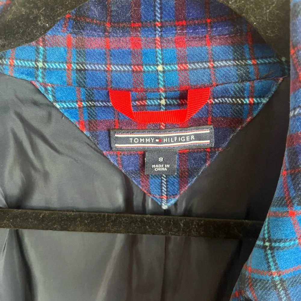 Tommy Hilfiger Women's Blue and Red Plaid Blazer - Picture 3 of 5